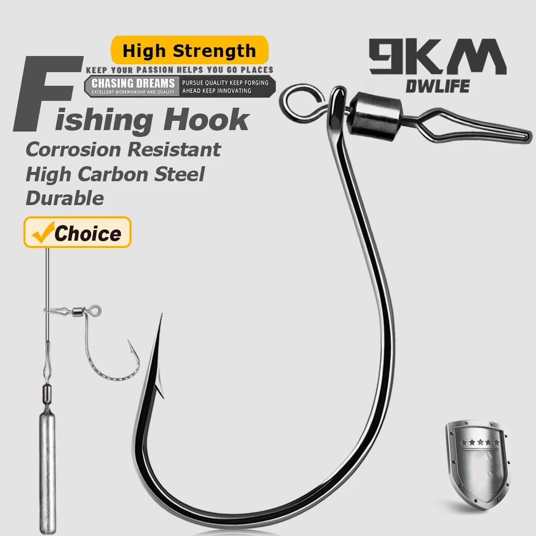 30Pcs Mata Kail Drop Shot dengan Swivel, Keluli Karbon Tinggi
