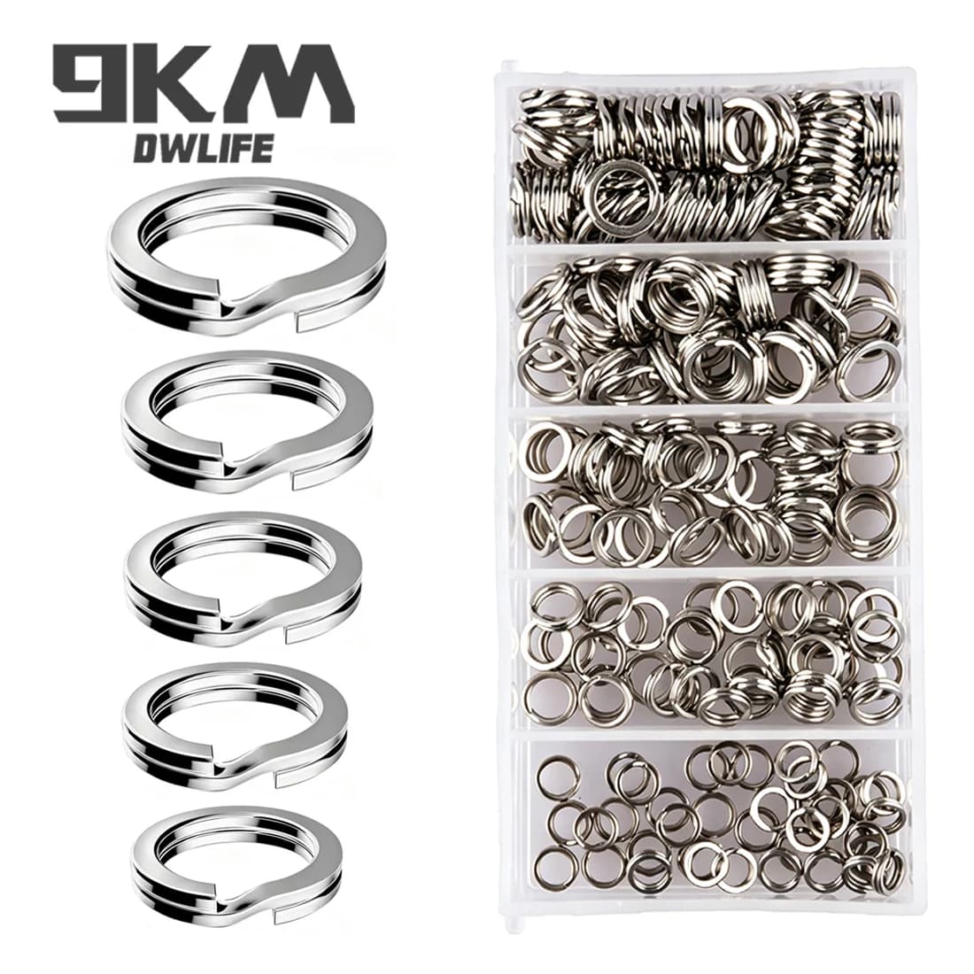 Kit Cincin Belah Rata Keluli Tahan Karat, Pek 100-250