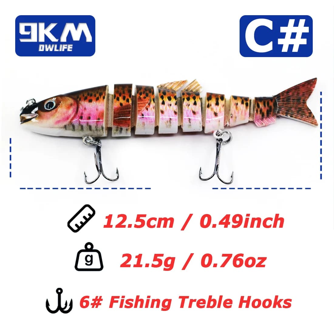 Umpan Swimbait Bersegmen Berlubuk Sendi 12.5cm