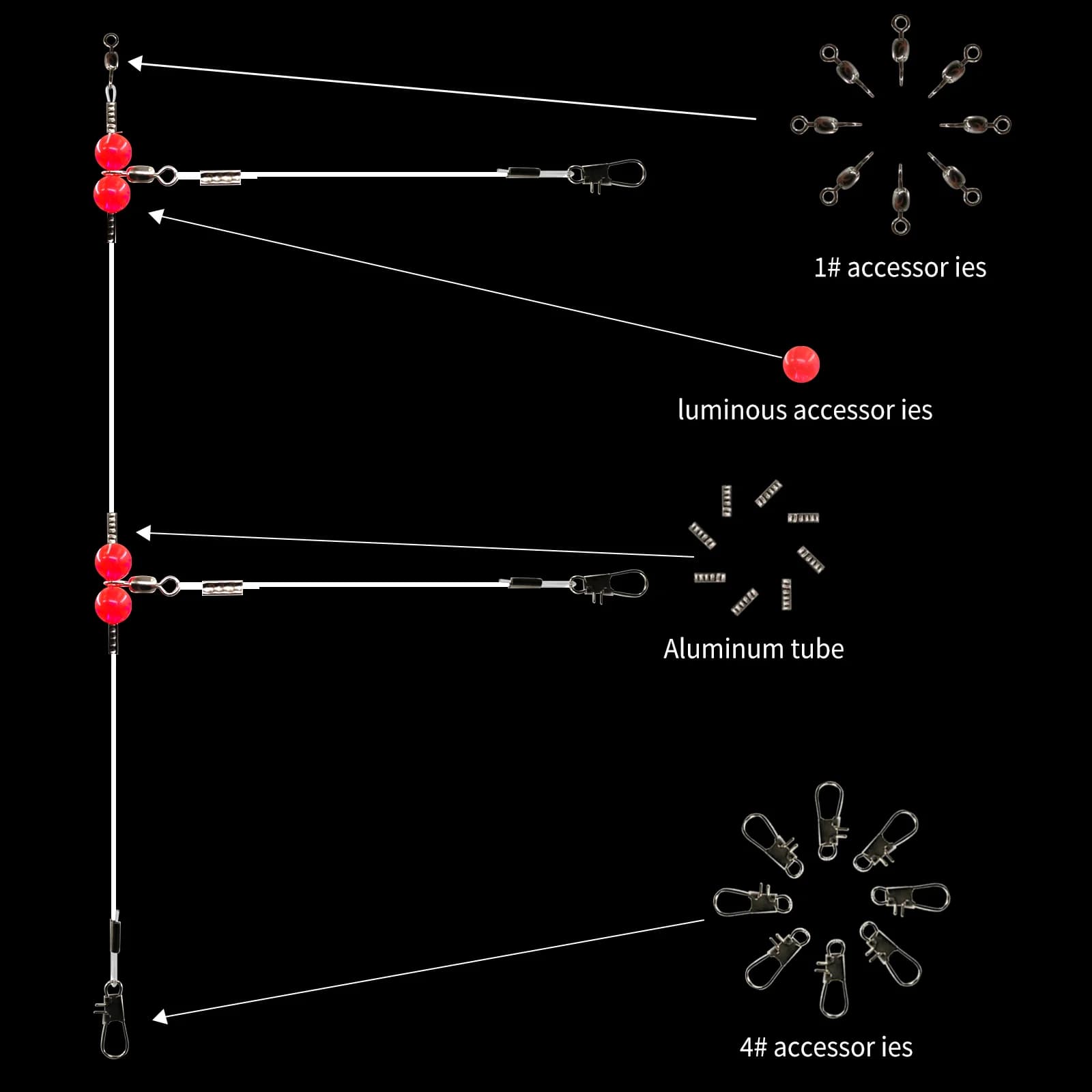 Set Rig Penyambung Kail Swivel 3-Hala (6pcs)