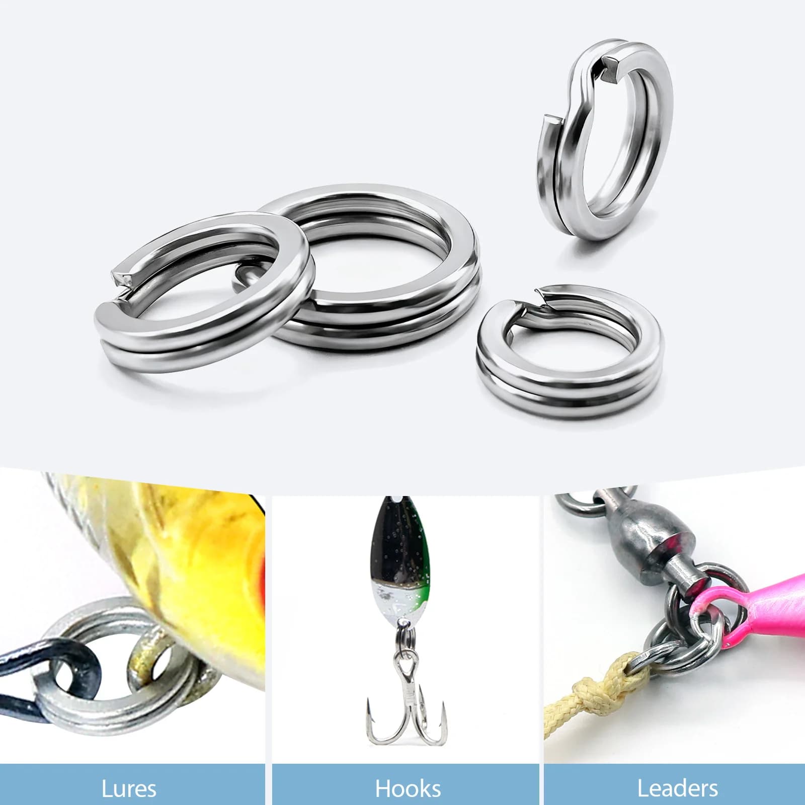 Kit Cincin Belah Rata Keluli Tahan Karat, Pek 100-250
