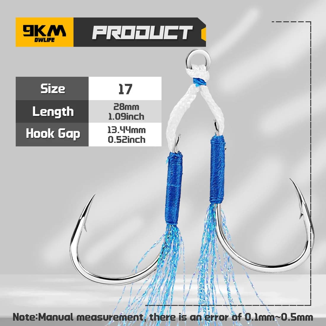 Mata Kail Bantu Jigging dengan Bulu Biru, 10-20 Pcs