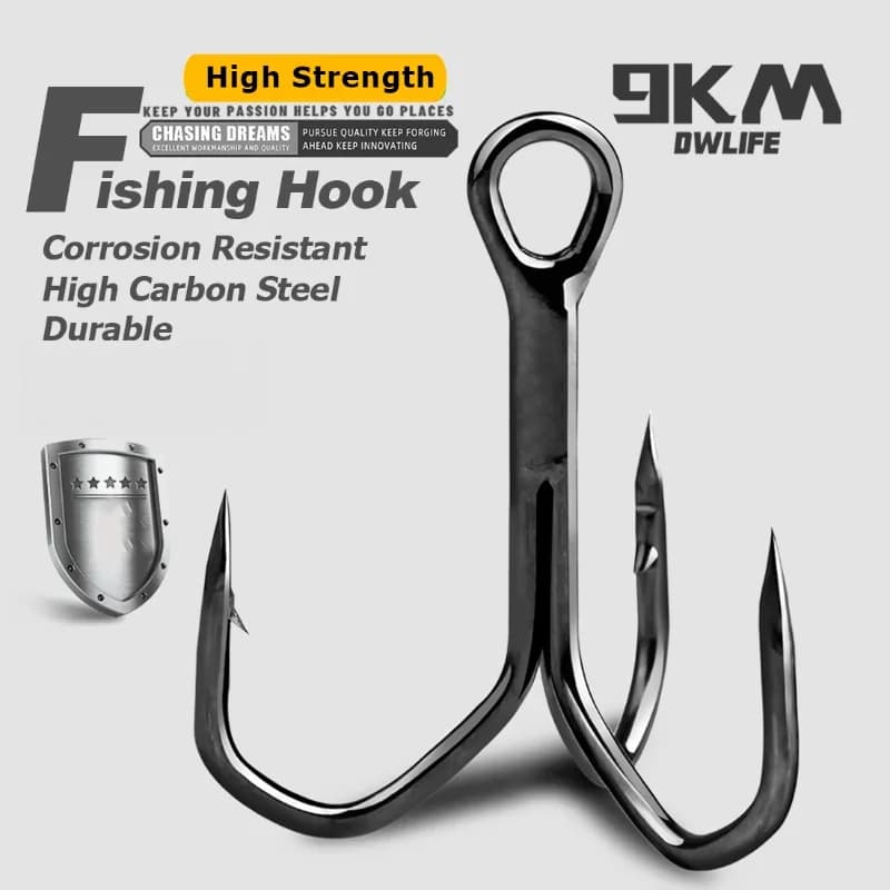 Cangkuk Treble Memancing Keluli Karbon Tinggi, 25-100 Keping