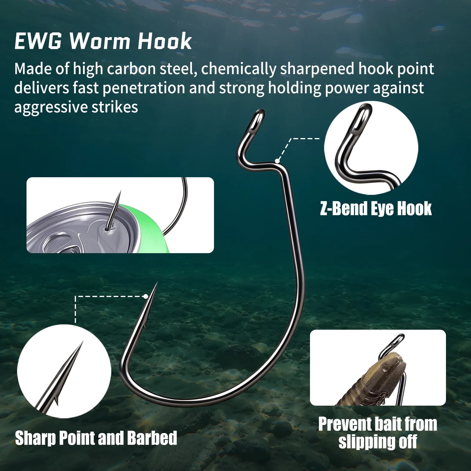 100pcs Cacing Kail Offset EWG (Extra Wide Gap)