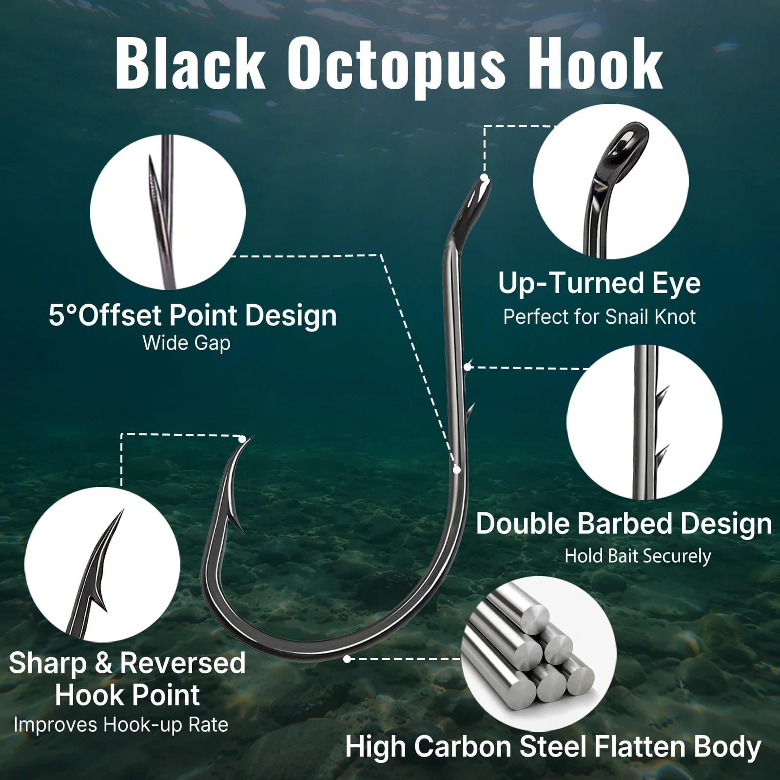 Cangkuk Ulat Pemegang Umpan Octopus, 50-200 Keping
