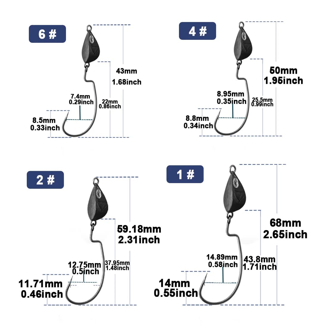 Head Jig Kail EWG Celah Lebar untuk Lure Lembut