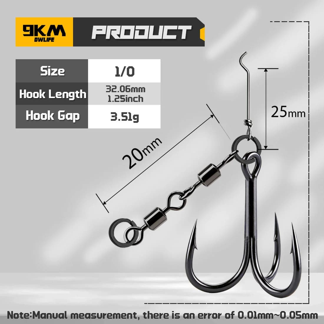 Set Kail Treble Hitam dengan Snap Swivel