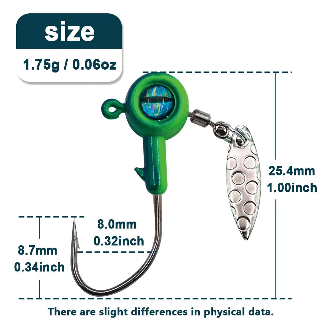 Kail Kepala Jig dengan Spinner Bilah Willow Underspin