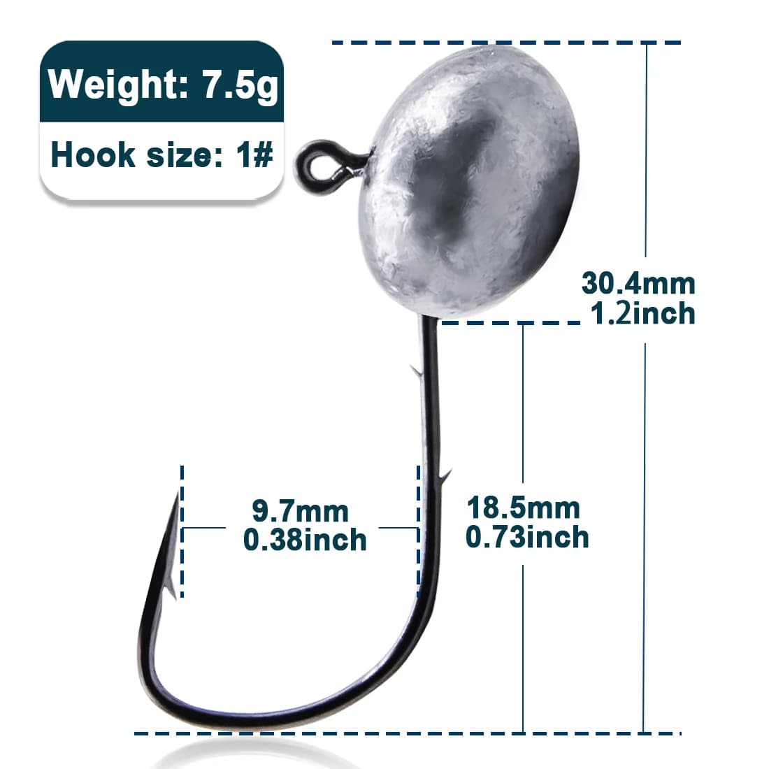 Mata Kail Jig Mikro, 1.5g-7.5g, Dua Barbit, 10 Keping