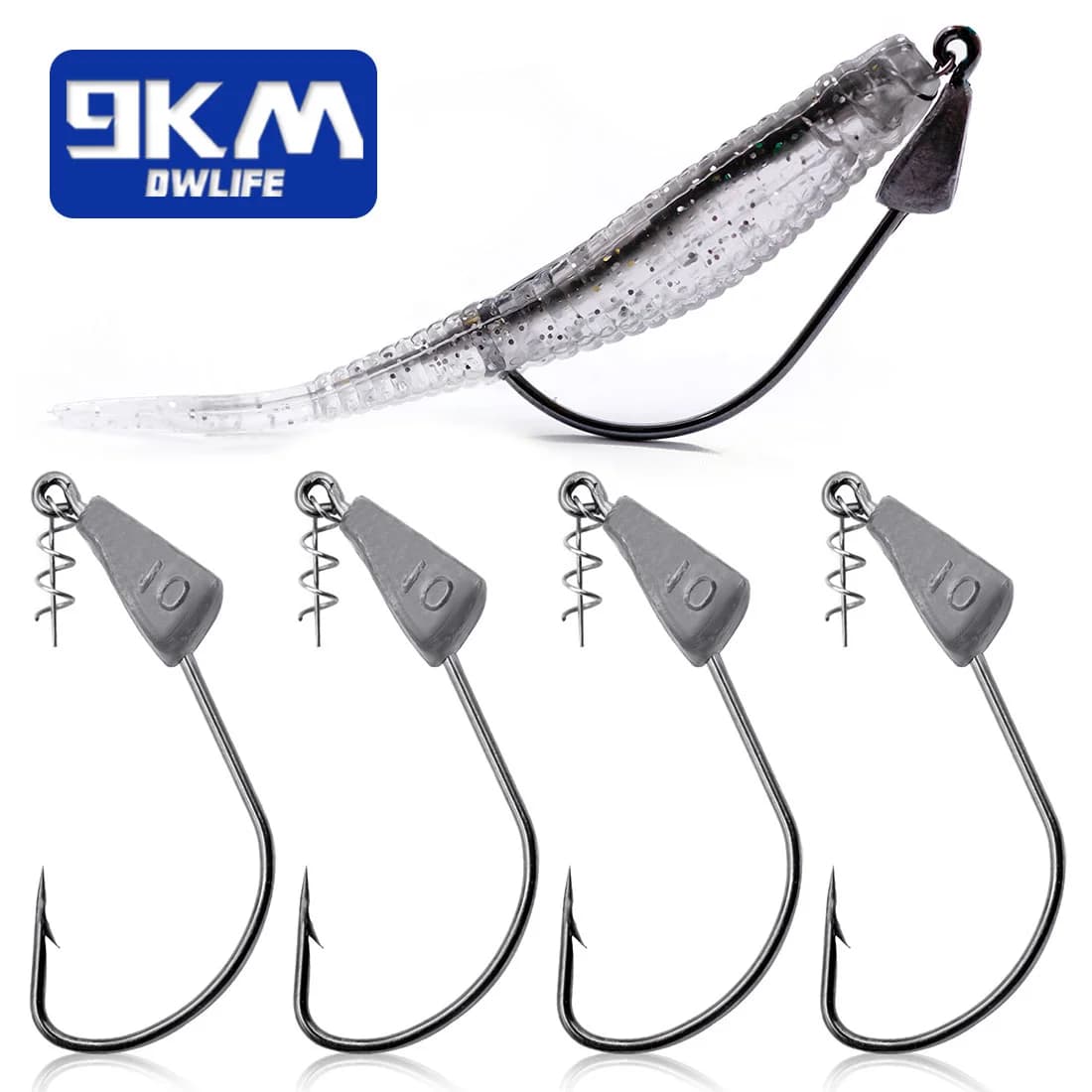 Mata Kail Jig Head Tanpa Rumpai dengan Kunci Putar Spring, 5-15 Pcs
