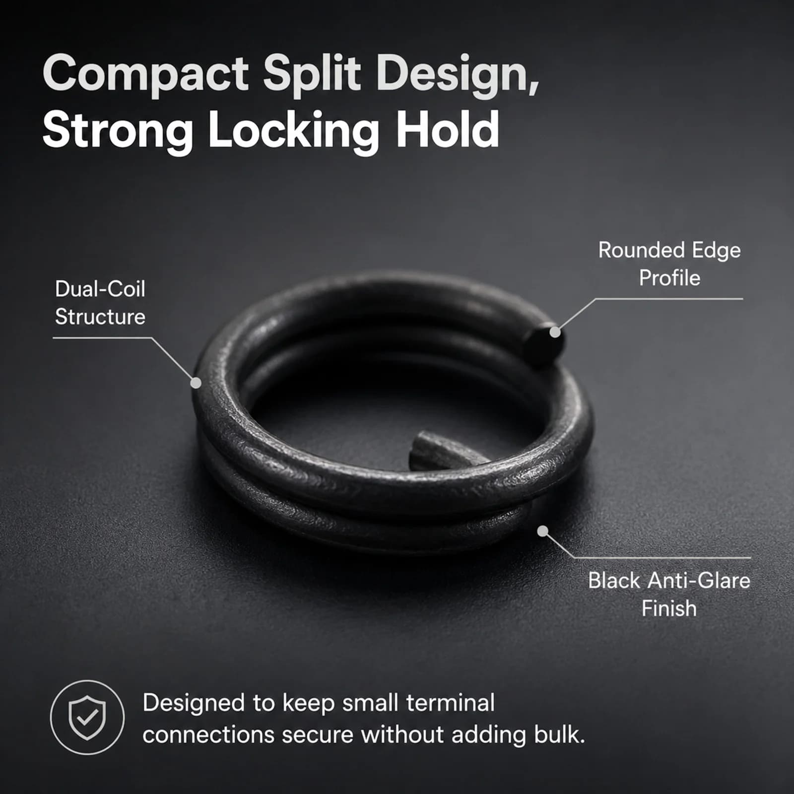 50pcs Cincin Split Hitam Matte Memancing Carp