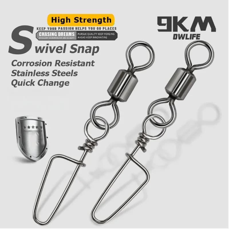 50pcs Snap Swivel Coastlock Keluli Tahan Karat untuk Memancing