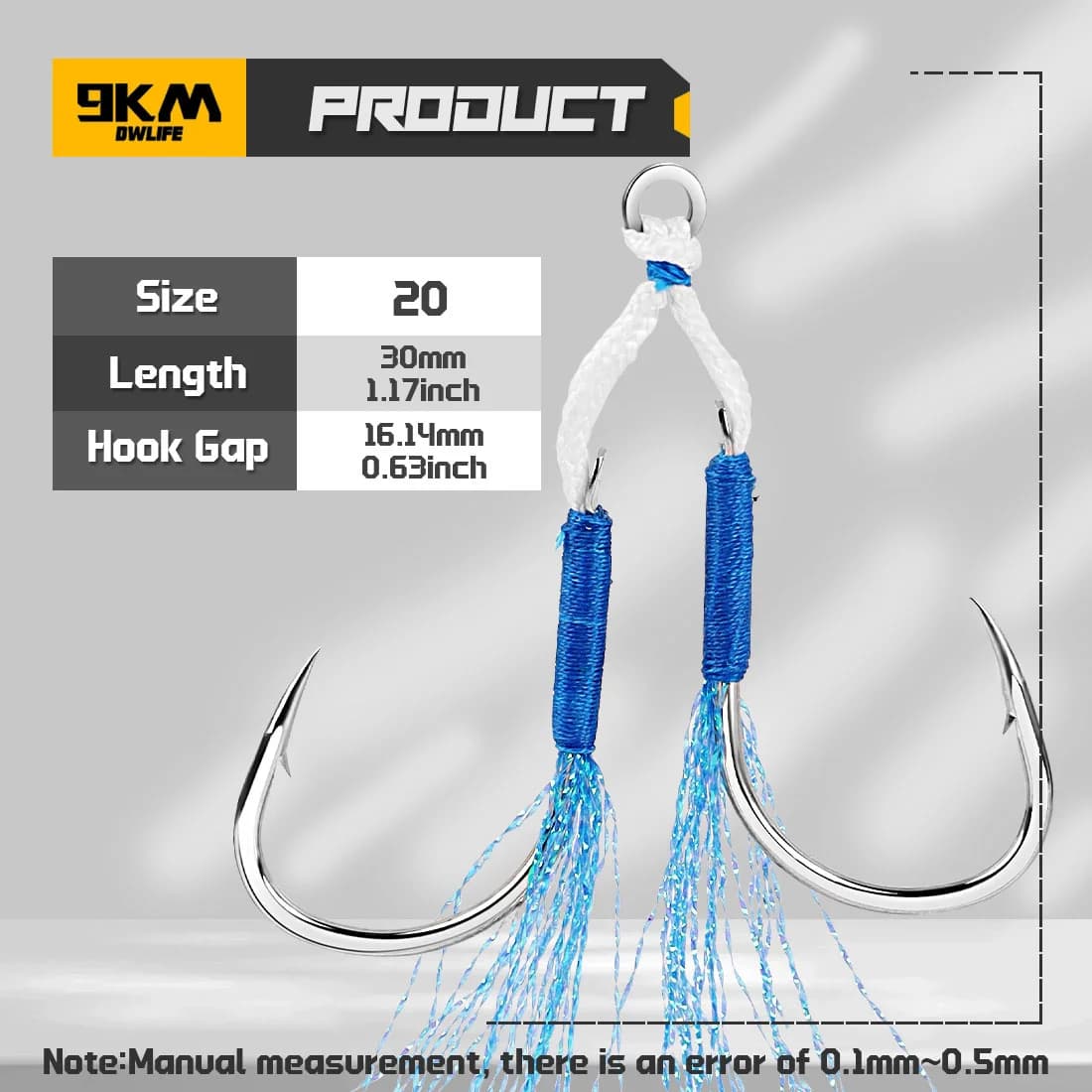 Mata Kail Bantu Jigging dengan Bulu Biru, 10-20 Pcs