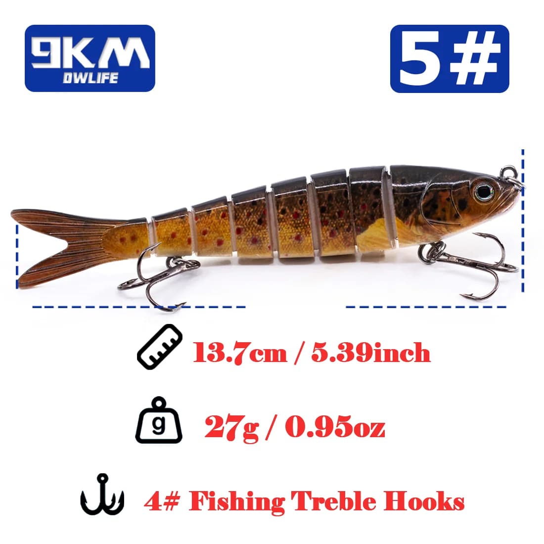 Umpan Renang Slow Sinking Bersegmen 27g