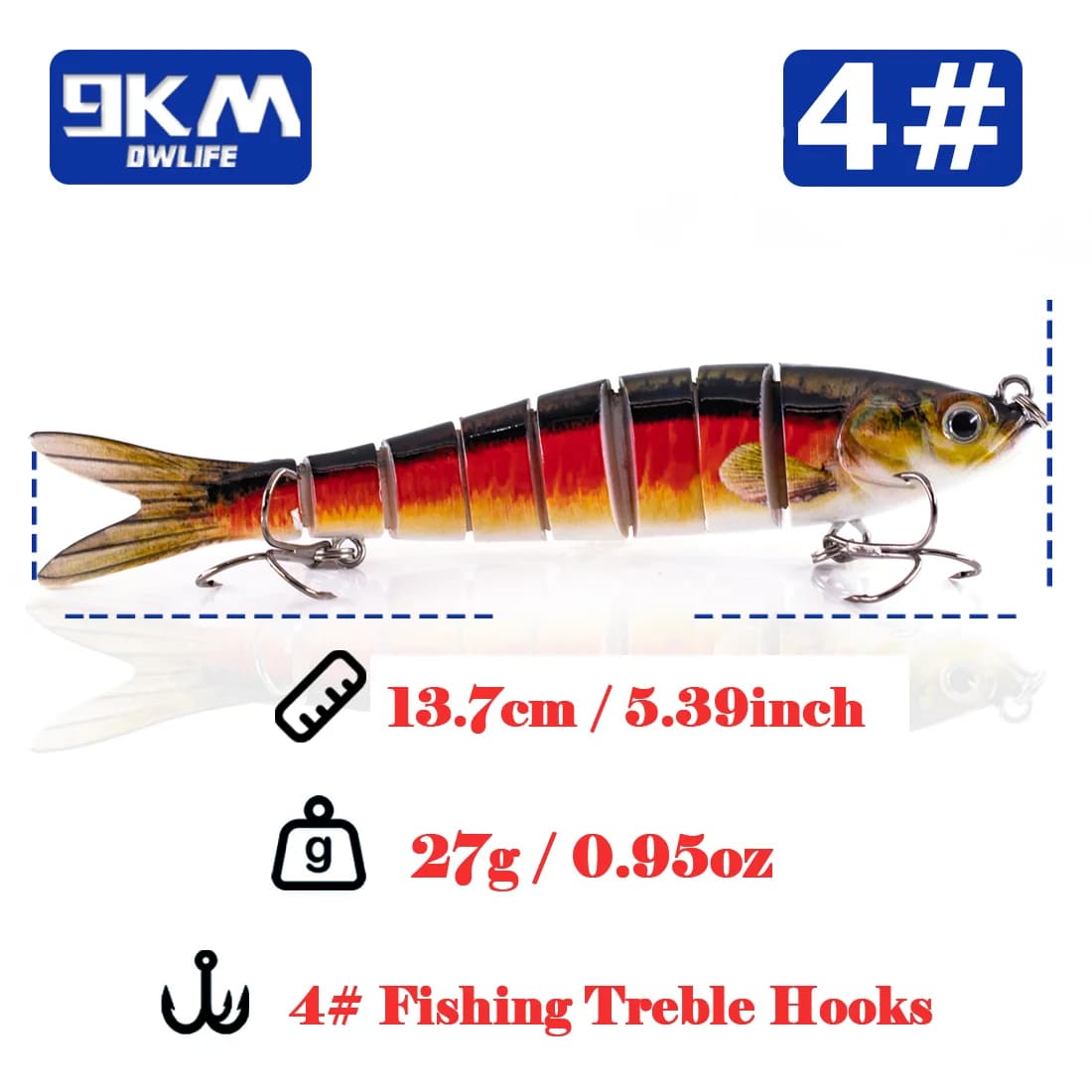 Umpan Renang Slow Sinking Bersegmen 27g