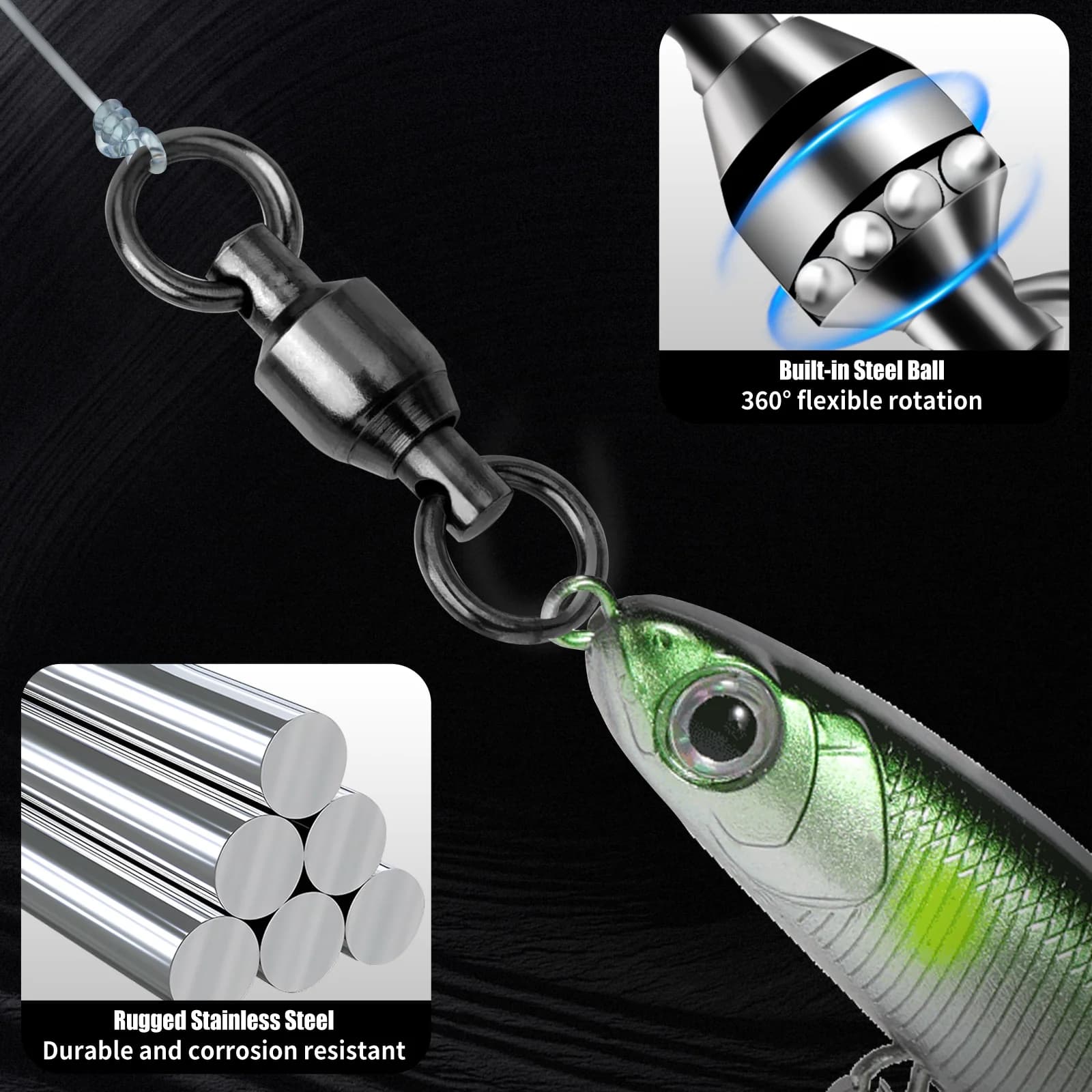 Kail Pusingan Bearing Bola Tugas Berat dengan Gelung Padu Berganda