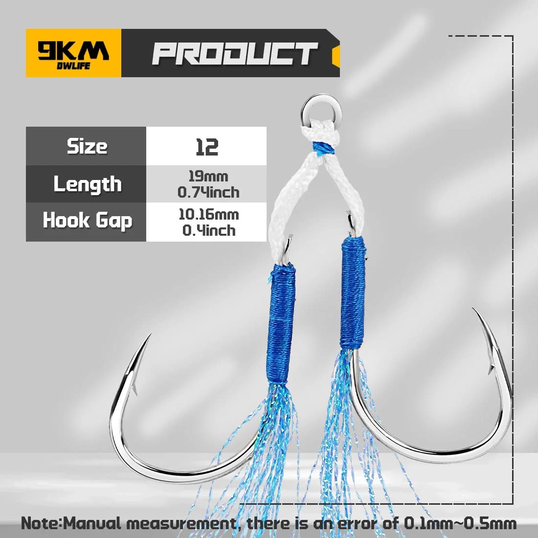 Mata Kail Bantu Jigging dengan Bulu Biru, 10-20 Pcs