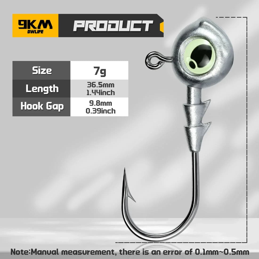 10Pcs Cangkuk Kepala Jig Bercahaya, 3.5g-10g