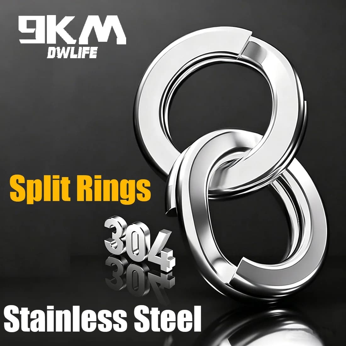 Cincin Split Keluli Tahan Karat 304, 50 Pcs