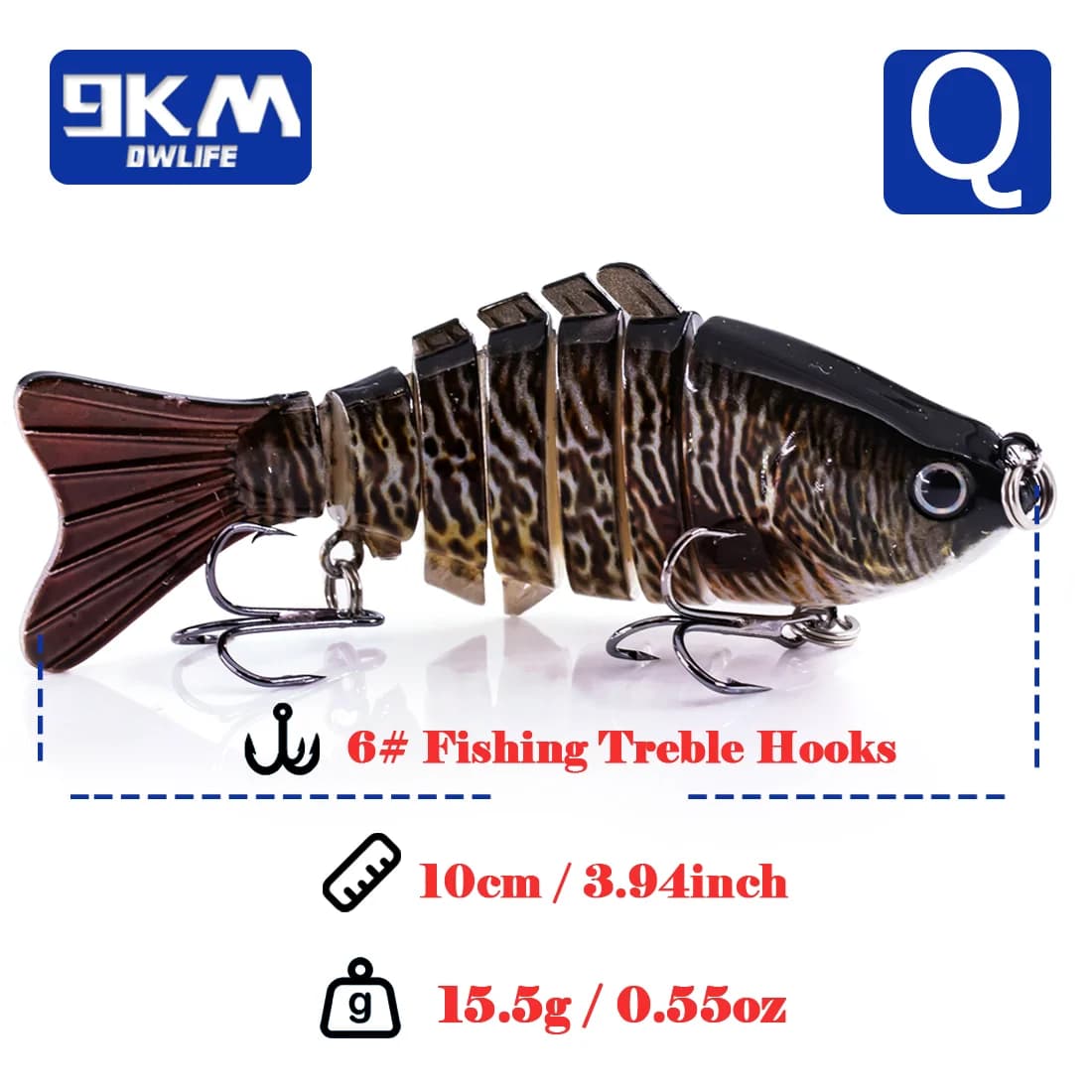 Umpan Swimbait Bersegmen Tenggelam Perlahan 10cm