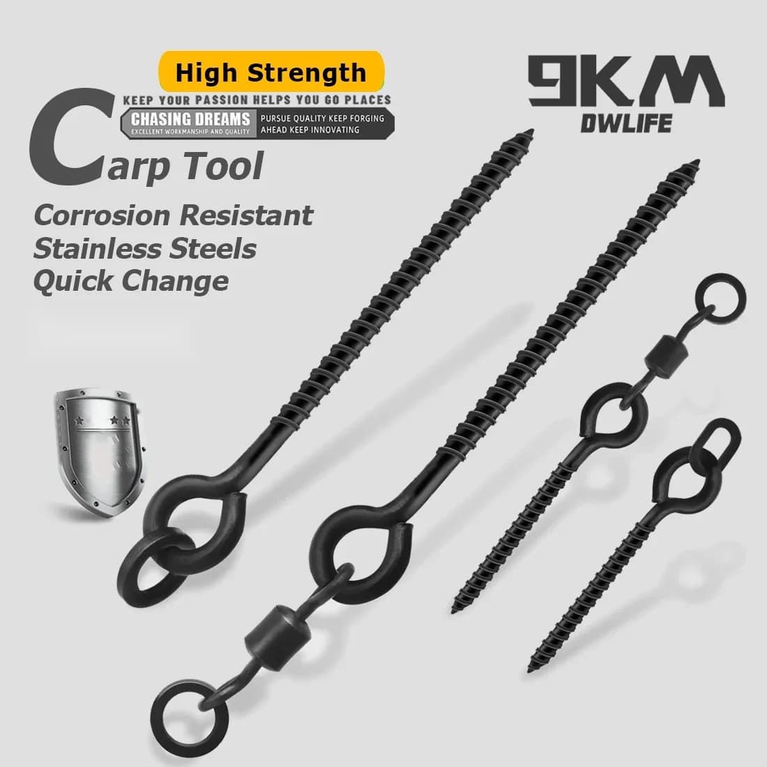 Skru Boilie Memancing Ikan Karper Hitam Matte dengan Swivel