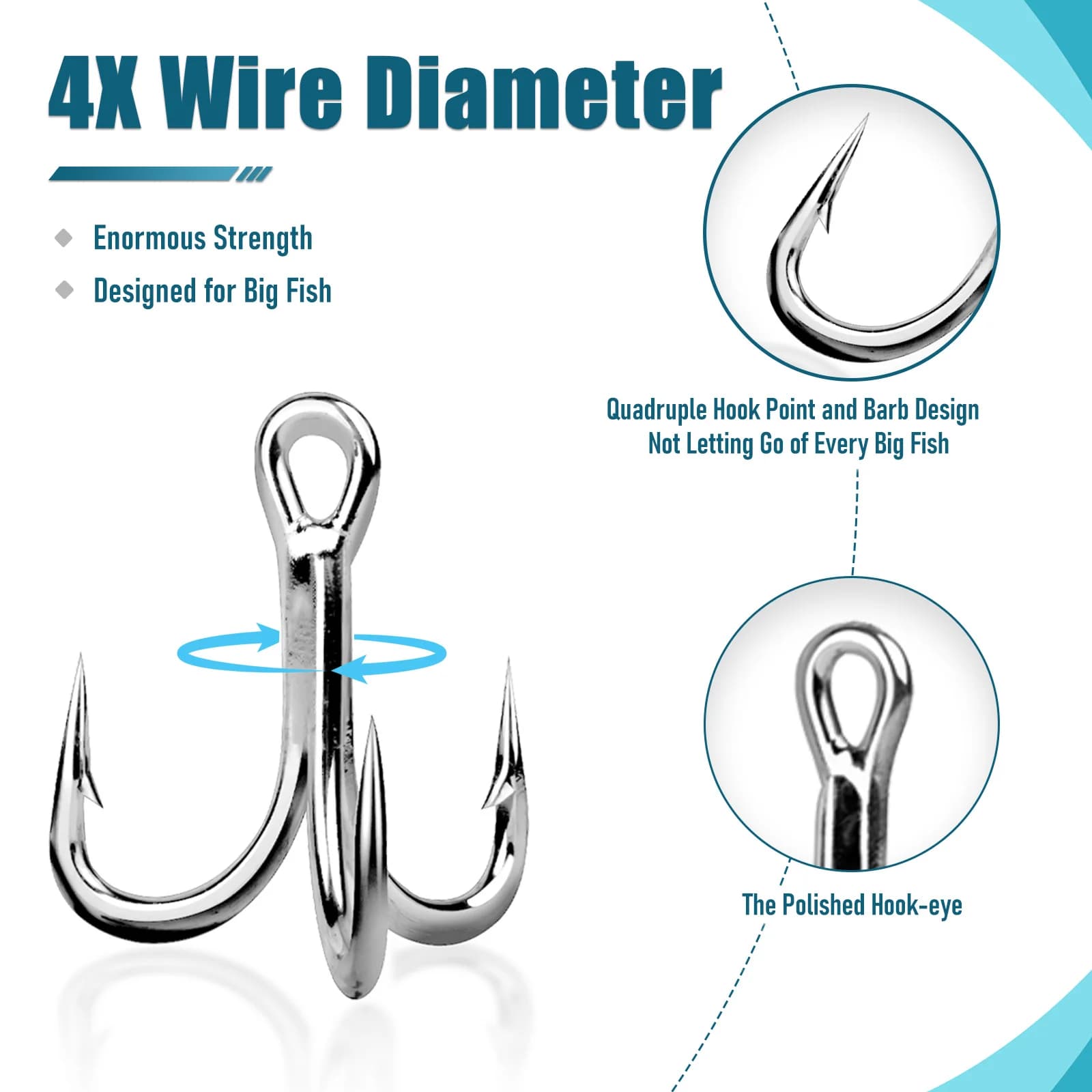 Kail Treble Bulat Kuat, Saiz 4X, 10 Pcs