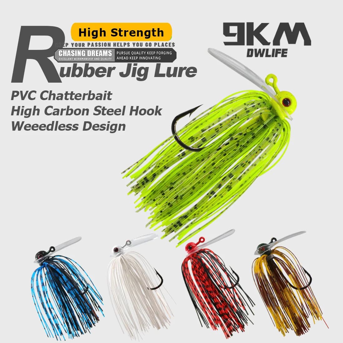 Lure Chatterbait Jig Tanpa Rumpai dengan Skirt Silikon