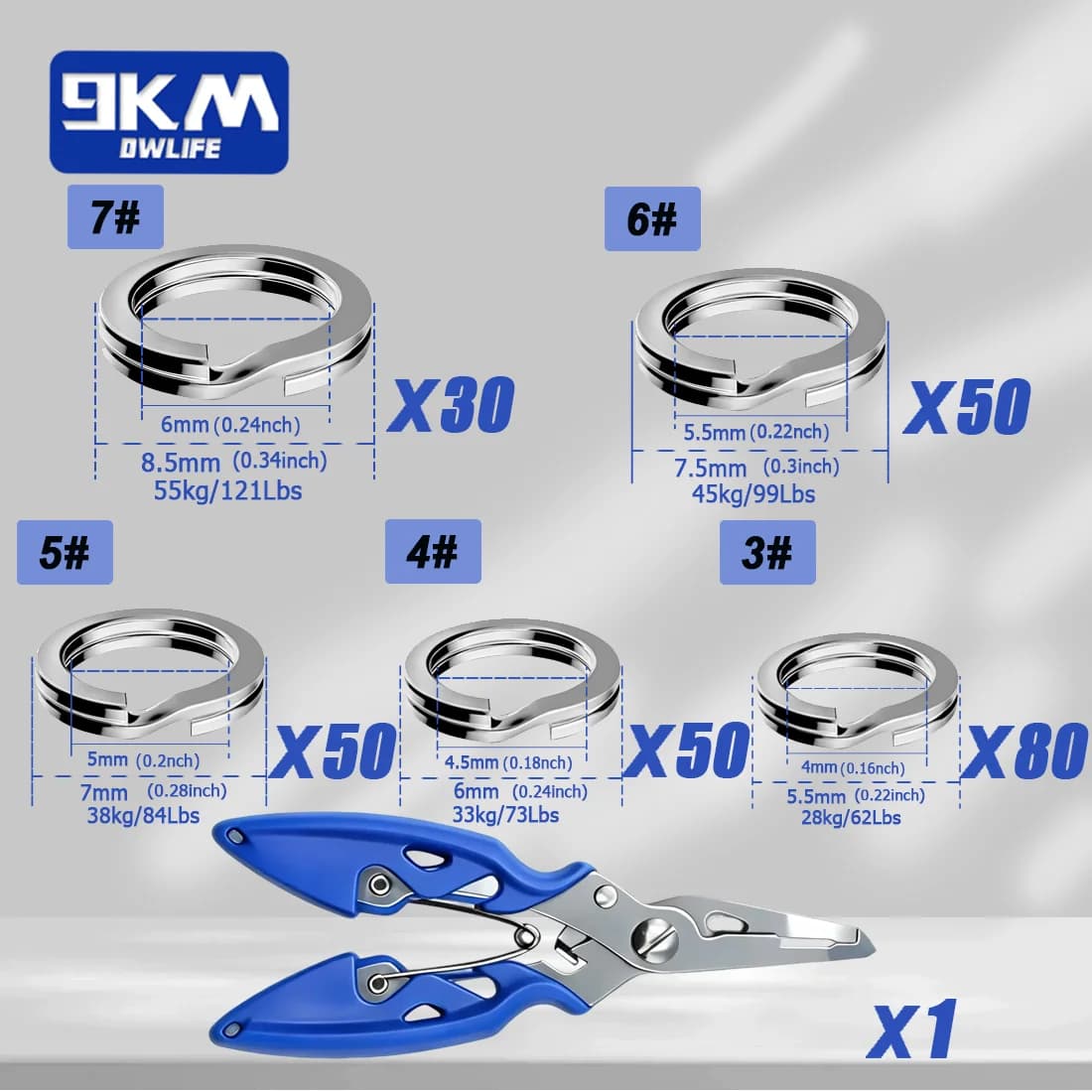 Kit Cincin Terbelah & Tang Pancing 260-280pcs