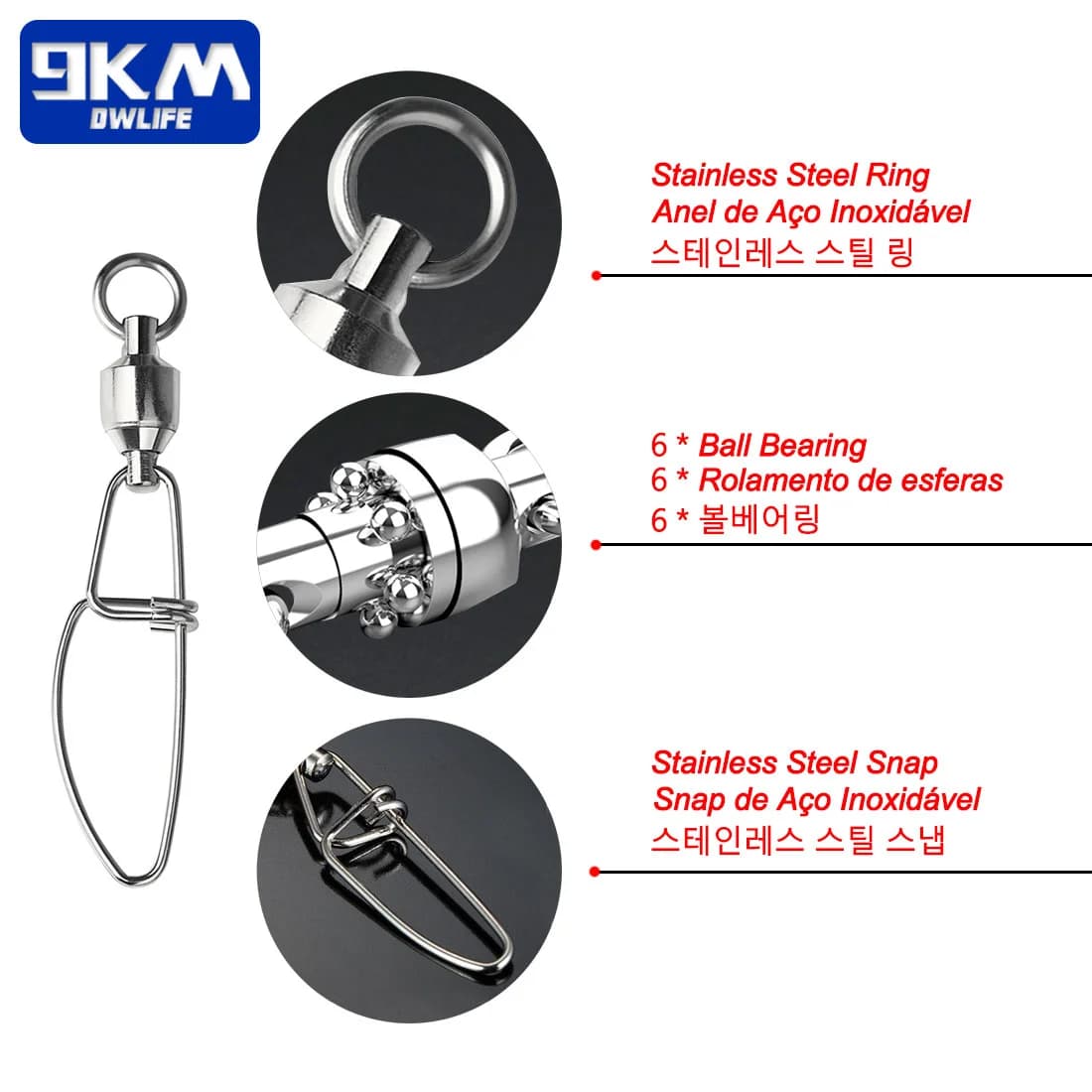 Kait Putar Bearing Bola Interlock, 20-100 Pcs