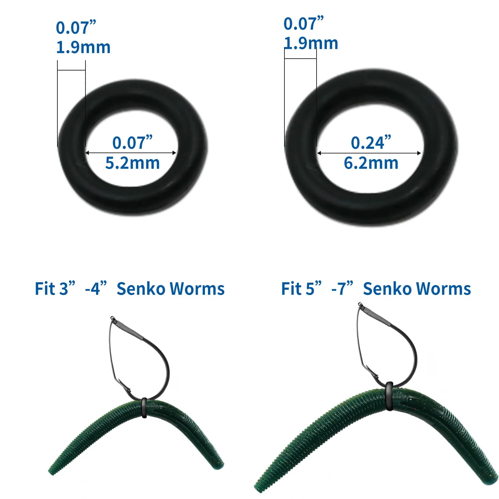 Alat Rig Wacky dengan O-Ring Cacing, 50 Pek