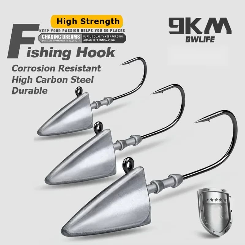 Kepala Jig Segi Tiga dengan Mata Kail Panjang, 7g-33g, 5 Keping