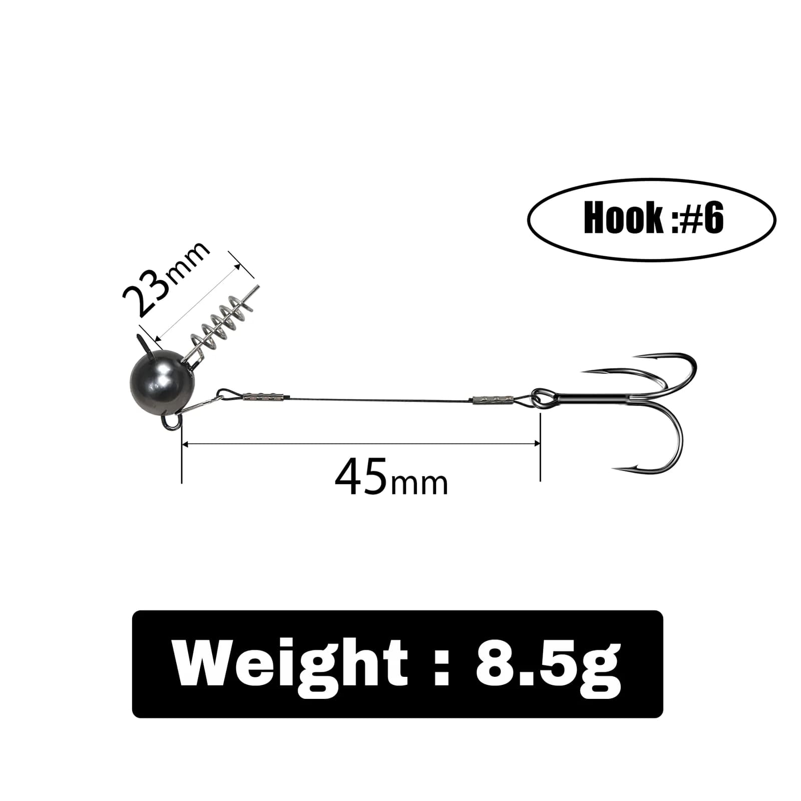 Rig Stinger Pike Kepala Jig Bola Skru dengan Mata Kail Treble