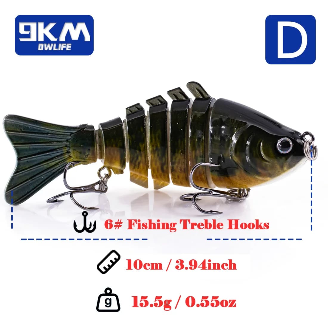 Umpan Swimbait Bersegmen Tenggelam Perlahan 10cm