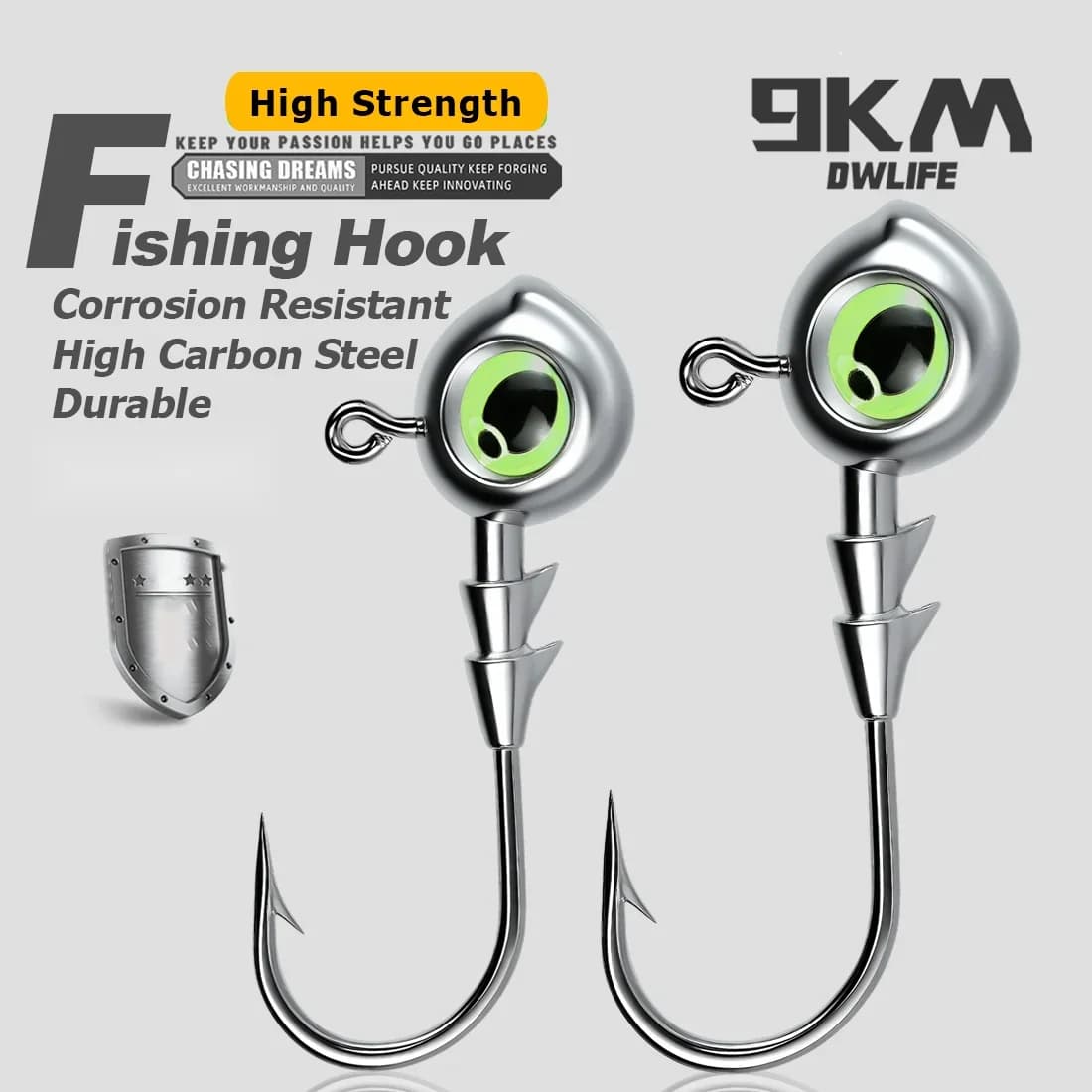 10Pcs Cangkuk Kepala Jig Bercahaya, 3.5g-10g