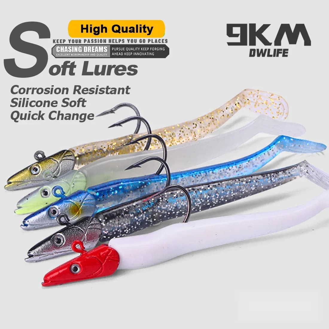 Umpan Lunak Swimbait dengan Kepala Jig dan Kail, 1-5 Keping, 12.5cm
